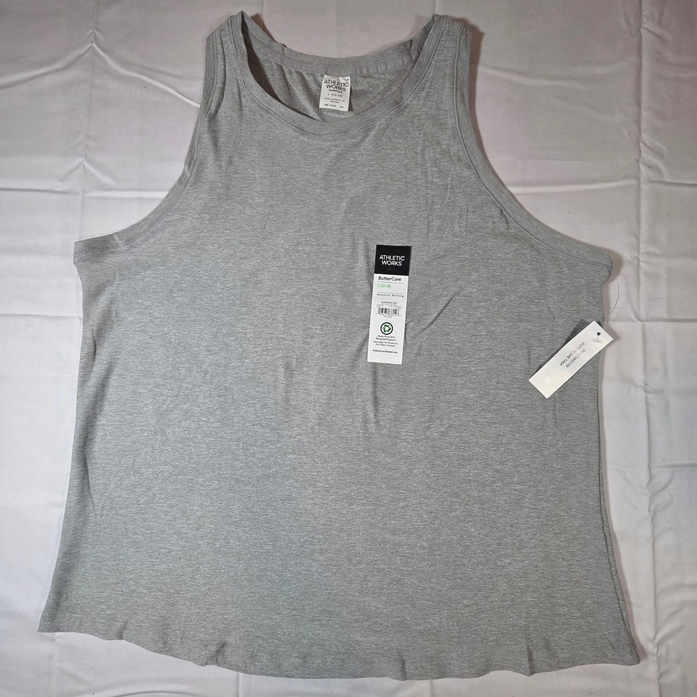 Athletic Works ButterCore Tank Top Light Grey Heather L 12-14 Moisture Wicking